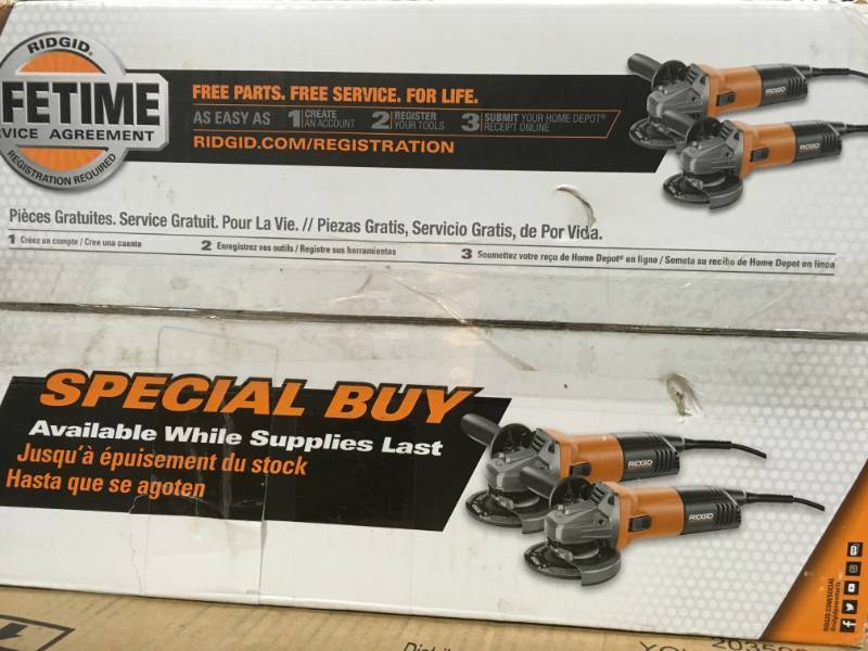 RIDGID 8 Amp Corded 4-12 in. Angle Grinder (2-Pack) not used