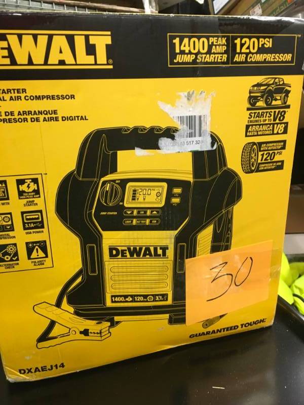 DEWALT 1400 Peak Amp Jump Starter with Digital Compressor in good condition