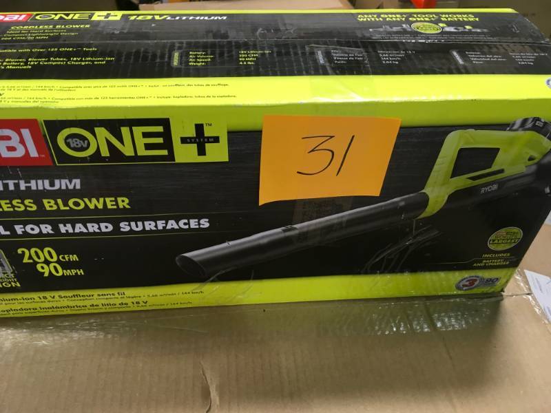 RYOBI ONE 90 MPH 200 CFM 18-Volt Lithium-Ion Cordless Leaf Blower - 2.0 Ah Battery and Charger Included in good condition