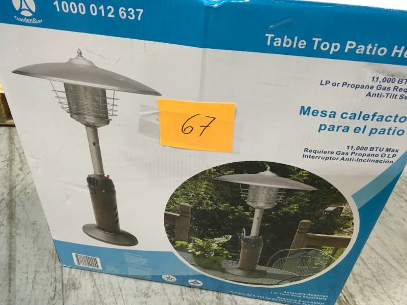 Hampton Bay 11,000 BTU Powder Coated Bronze Tabletop Propane Patio Heater in good condition