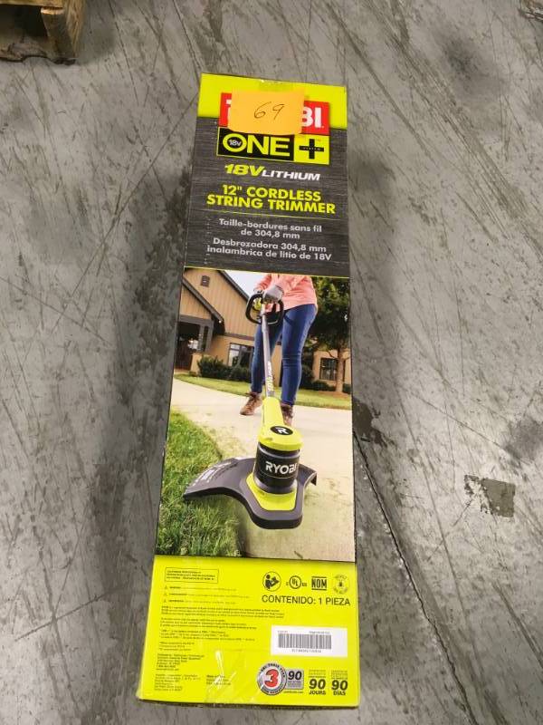 RYOBI ONE 18-Volt Lithium-Ion Electric Cordless String Trimmer 2.0 Ah Battery and Charger Included in good condition