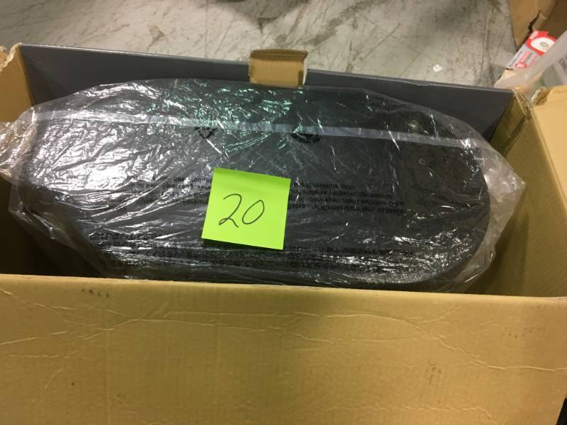 lot 20 image: simplehuman 45-Liter Fingerprint-Proof Brushed Stainless Steel Slim Step-On Trash Can with Black Plastic Lid in very good condition