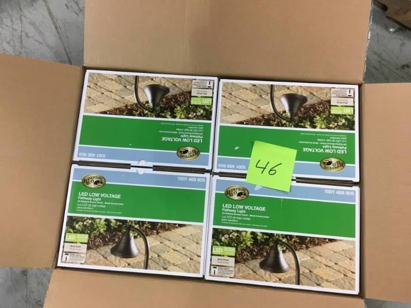 lot 46 image: Hampton Bay Low-Voltage 10-Watt Equivalent Oil-Rubbed Bronze Outdoor Integrated LED Landscape Path Light with Metal Shade not used