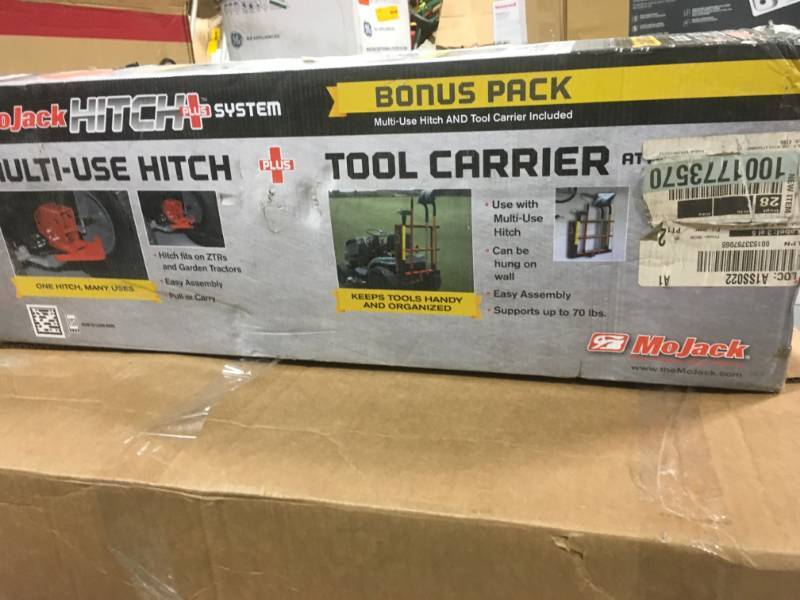 lot 48 image: MoJack Hitch Plus 3 in. Multi-Use Hitch Attachment and 26 in. Tool Carrier in very good condition