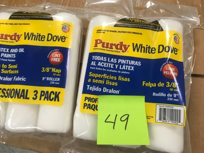 lot 49 image: Purdy 863000 Dove Cover (3 Pack), 9 x 38, White not used