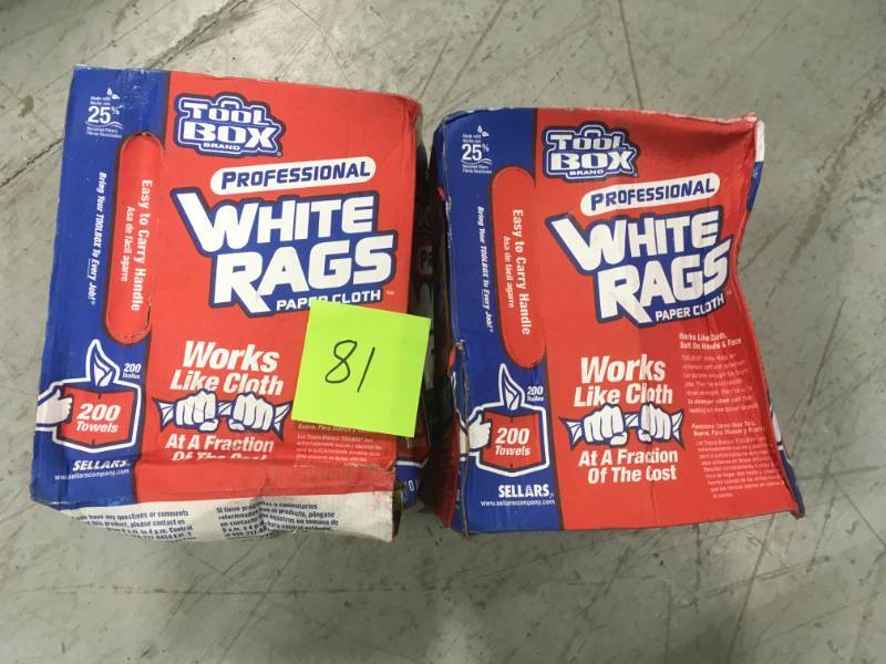 lot 81 image: TOOLBOX White Rags (200-Count) (Box) not used