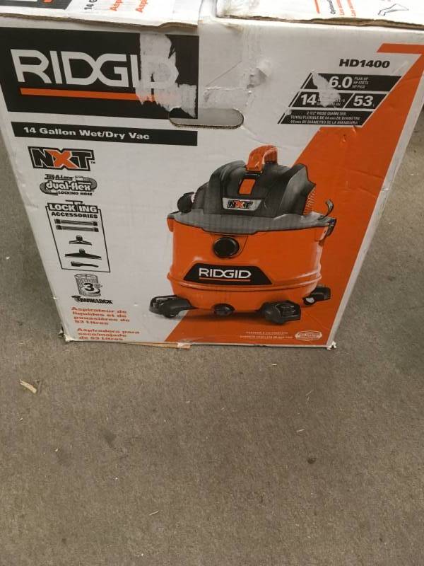 lot 95 image: RIDGID 14 Gal. 6.0-Peak HP NXT Wet Dry Vacuum in very good condition