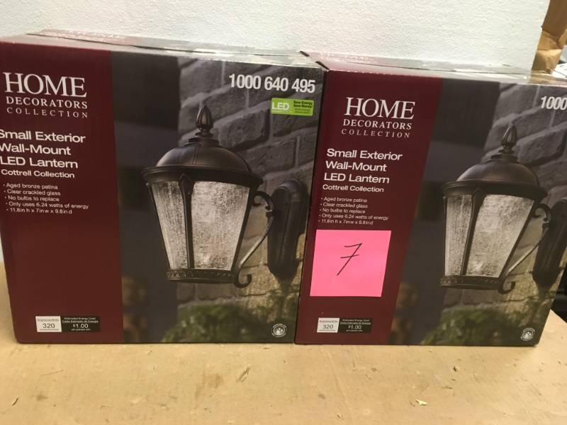 lot 7 image: Home Decorators Collection Exterior Wall Mount LED Lantern not used