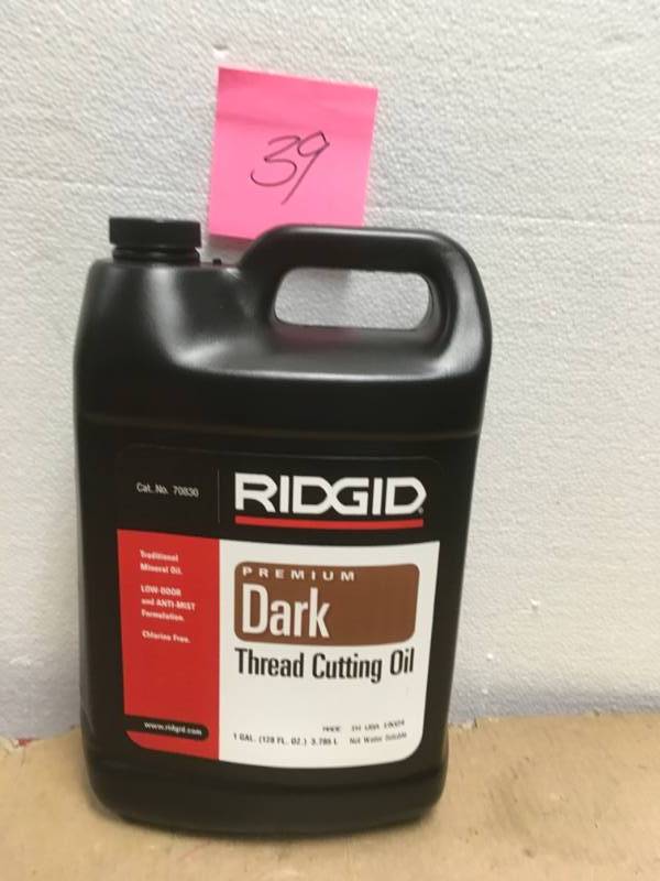 lot 39 image: RIDGID 1 gal. Dark Threading Oil in good condition