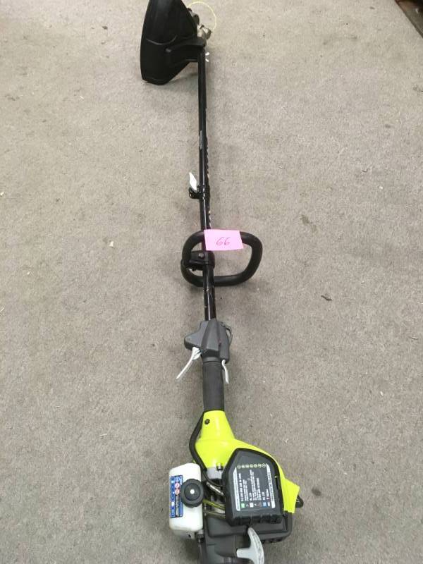 lot 66 image: RYOBI 25cc 2-Cycle Attachment Capable Full Crank Straight Gas Shaft String Trimmer in good condition