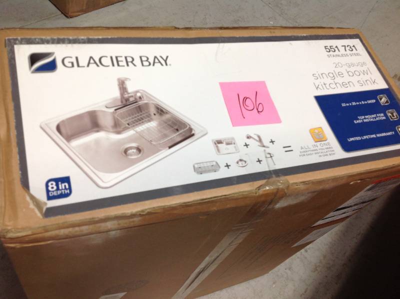 lot 106 image: Glacier Bay All-in-One Dual Mount 18-Gauge Stainless Steel 33 in.  not used