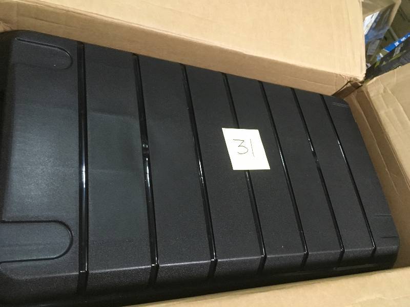 lot 31 image: IRIS 82 Qt. Remington Weathertight Store-It-All Storage Bin in Black (4-Pack) not used