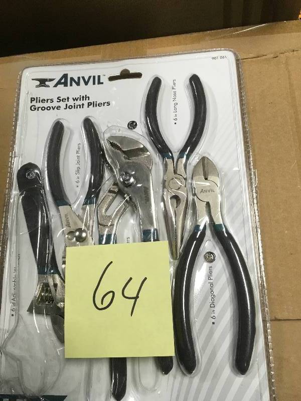 lot 64 image: ANVIL DiagGroove Joint Plier Set 5-Piece in good condition