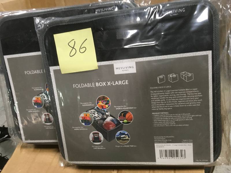 lot 86 image: 13 in. L x 23.6 in. W x 12 in. D X-Large Foldable Box-Black LOT OF TWO 1013799 in good condition