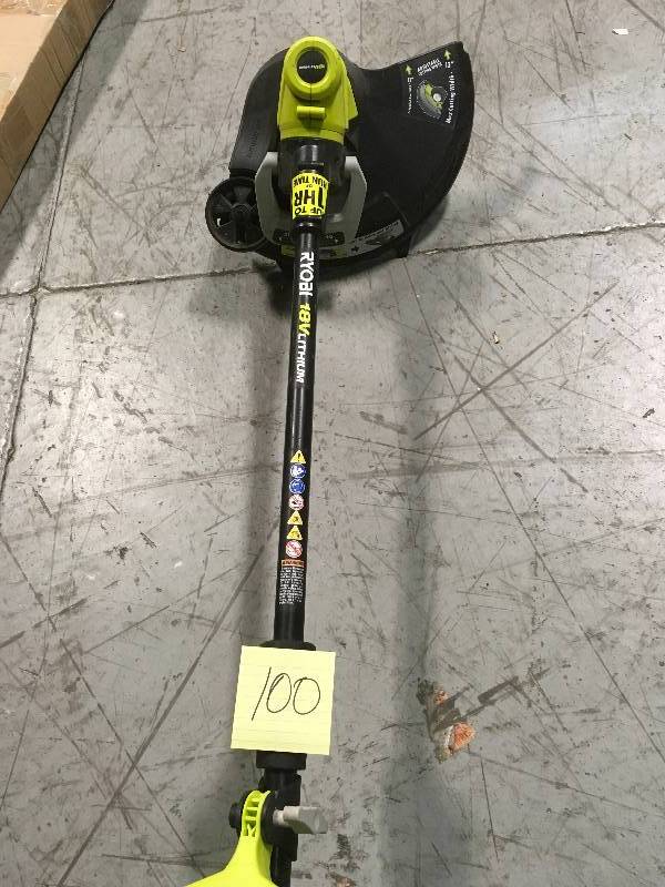 lot 100 image: RYOBI ONE 9 in. 18-Volt Lithium-Ion Cordless Edger - Battery and Charger Not Included in good condition