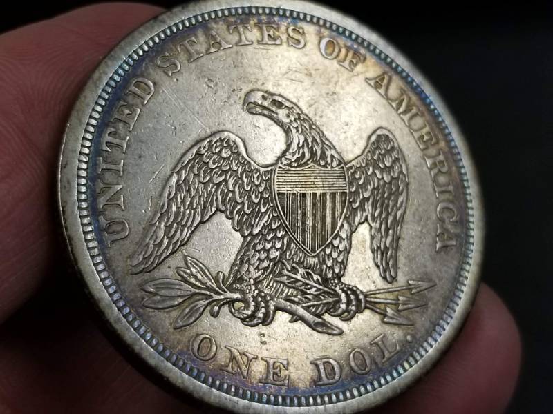 1843 US SEATED LIBERTY SILVER DOLLAR AU50