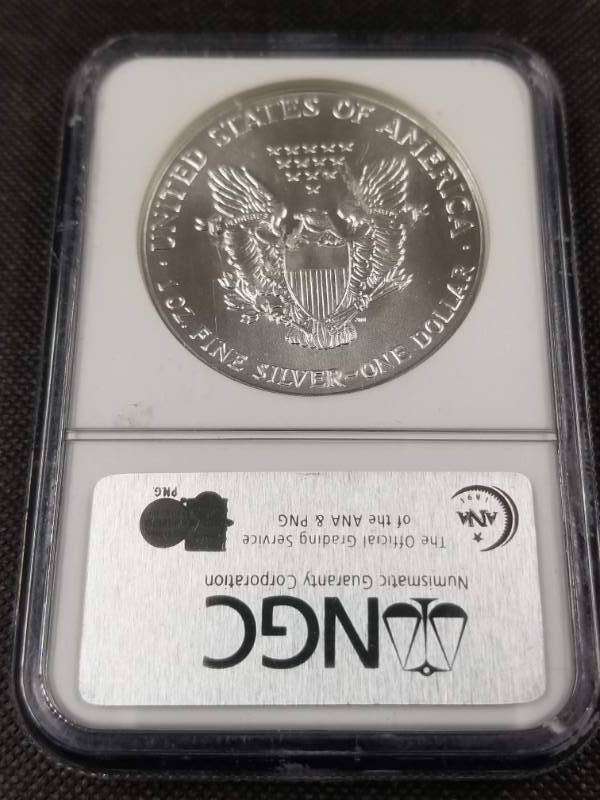 1992 AMERICAN SILVER EAGLE 1 TROY OZ. .999 FINE SILVER MS69 NGC