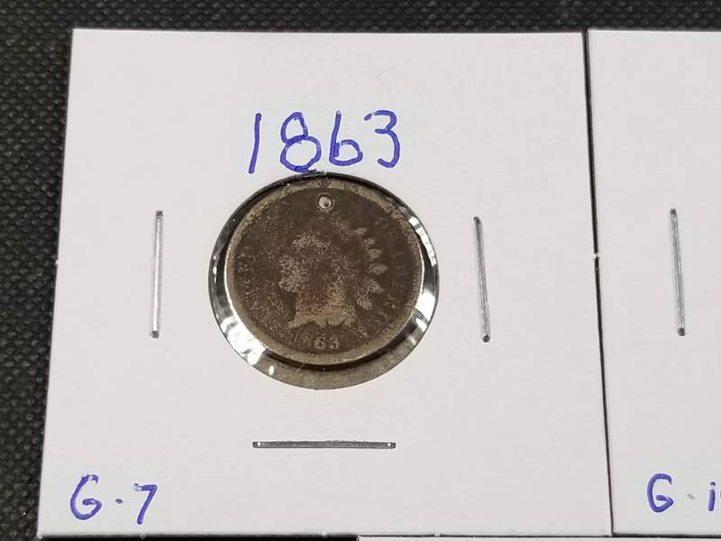3 EARLY DATE INDIAN HEAD CENTS 1863 1864 1865