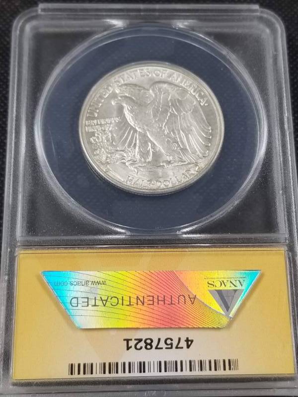 1941-D WALKING LIBERTY SILVER HALF DOLLAR MS63 ANACS