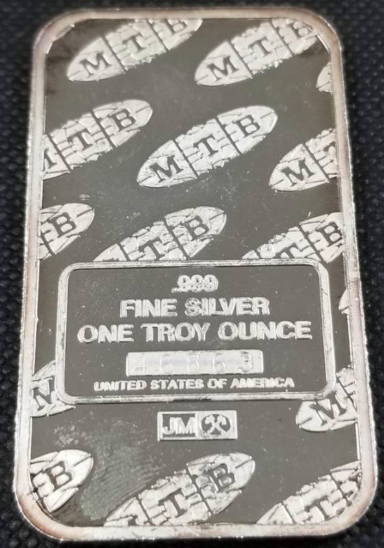 1 TROY OZ. .999 FINE SILVER BAR JM JOHNSON MATTHEY