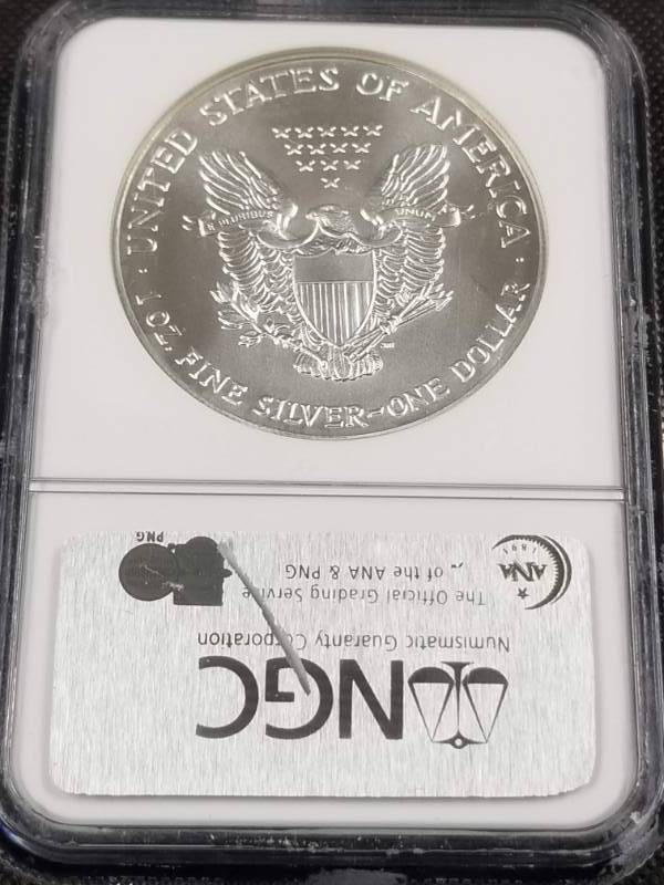 1993 AMERICAN SILVER EAGLE 1 TROY OZ. .999 FINE SILVER MS69 NGC