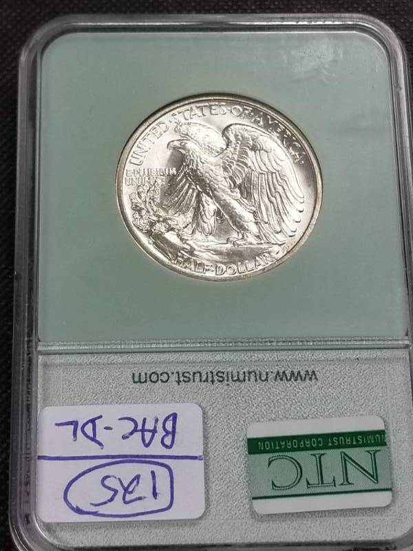 1943-S WALKING LIBERTY SILVER HALF DOLLAR MS66 NTC