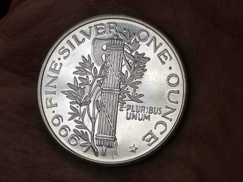 1 TROY OZ. .999 FINE SILVER MERCURY DIME DESIGN