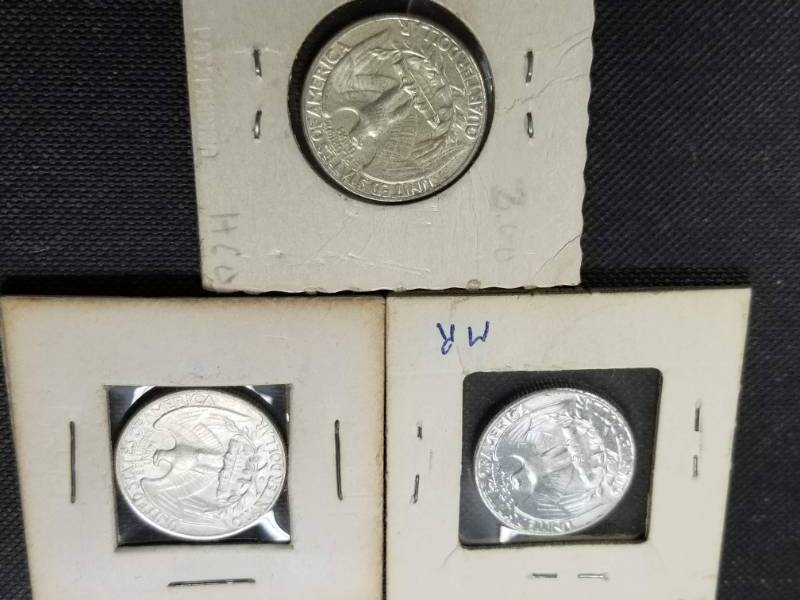 GROUP OF 3 BU-UNC WASHINGTON QUARTERS 1958 1959-D 1961