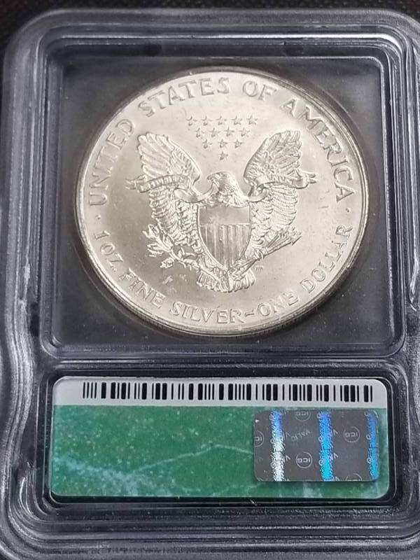 1996 AMERICAN SILVER EAGLE 1 TROY OZ. .999 FINE SILVER MS69 ICG