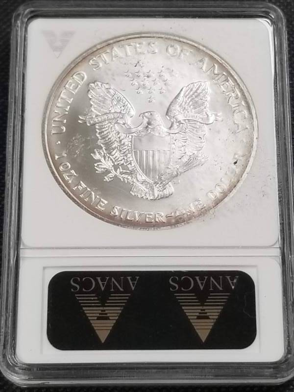 2004 AMERICAN SILVER EAGLE 1 TROY OZ. .999 FINE SILVER MS66 ANACS