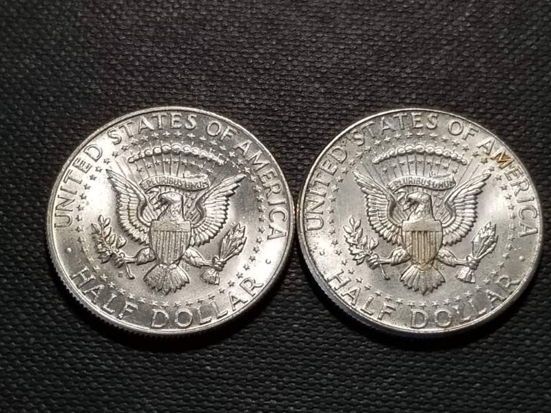 2 BU-UNC 1964 KENNEDY SILVER HALF DOLLARS