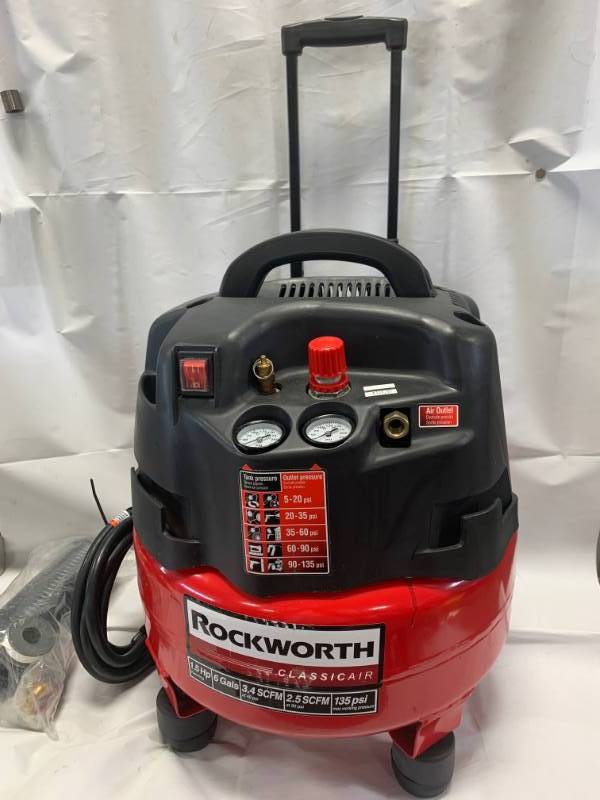 lot 1 image: New Rockworth 6 Gallon Air Compressor