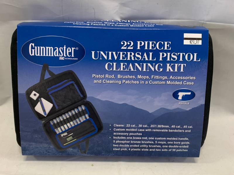 lot 6 image: New 22pc Universal Pistol Cleaning Kit