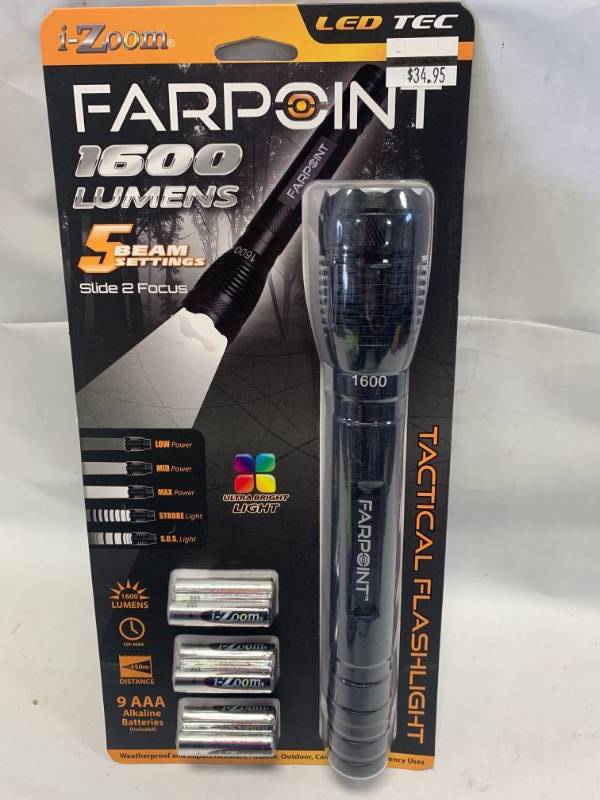 lot 19 image: Farpoint 1600 Lumens 5 Beam Setting Flashlight