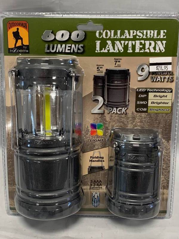 lot 41 image: Brand New Set of 2 Collapsible COB Lanterns (brighter then standard LED)