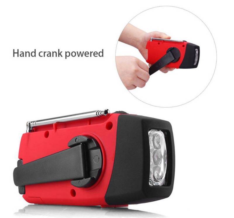 lot 42 image: Brand New Hand Cranked AMFM Weather Radio with Iphone Charger