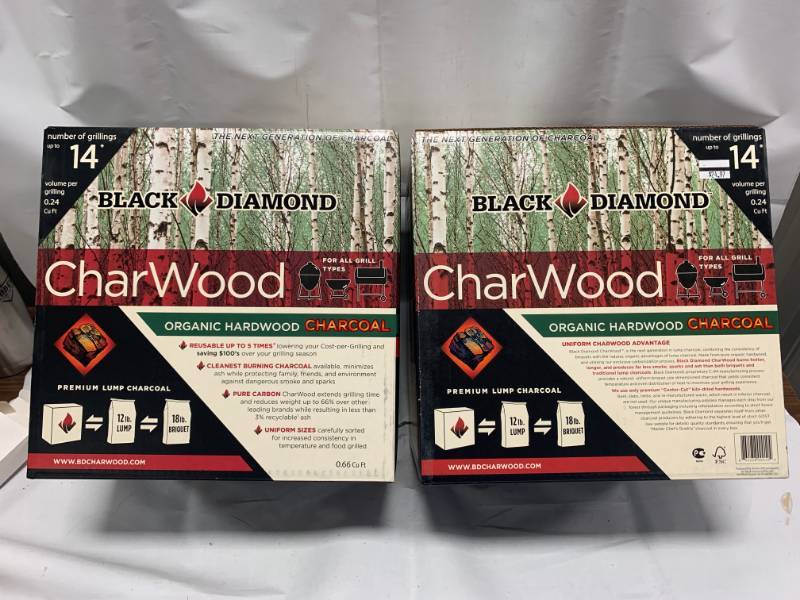 lot 46 image: Black Diamond Hardwood Charcoal (good for 14 grillings) Lot of 2