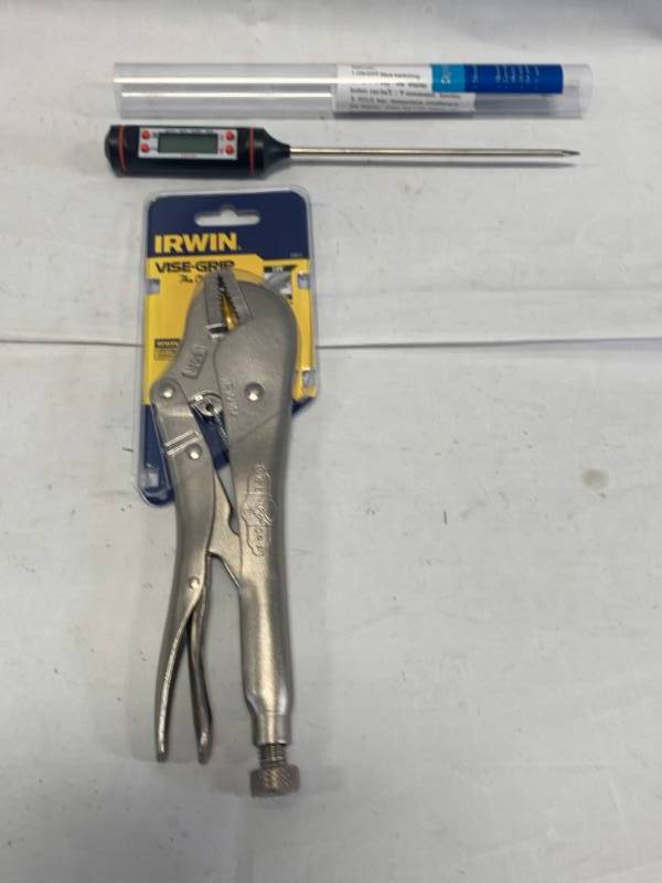 lot 52 image: Irwin Vice Grip & Digital BBQ Thermometer New