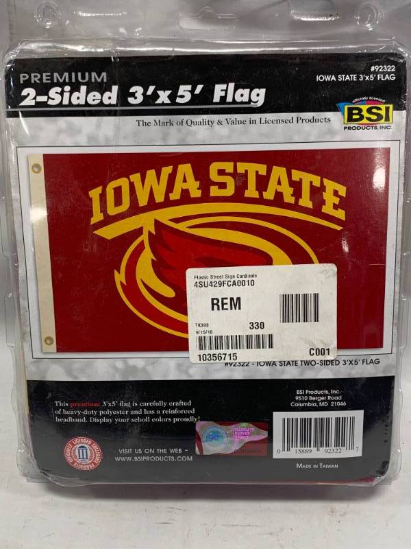 lot 69 image: Iowa State Cardinals 3 x 5 Flag