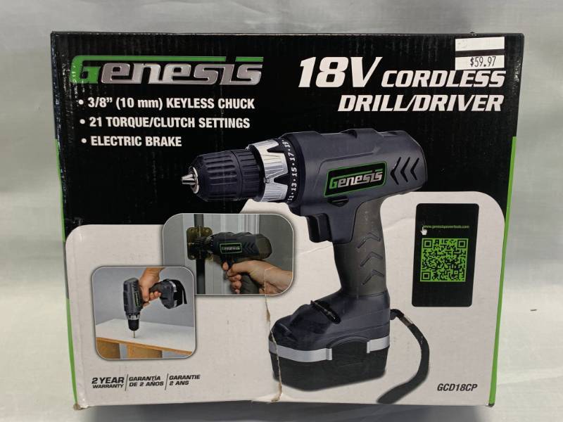 lot 85 image: Brand New 18 Volt Genesis Cordless Drill