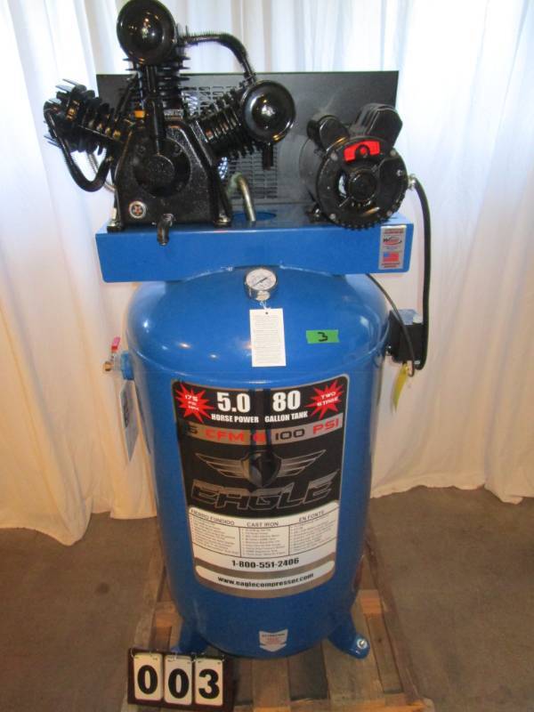 lot 3 image: Eagle 80 Gallon Air Compressor