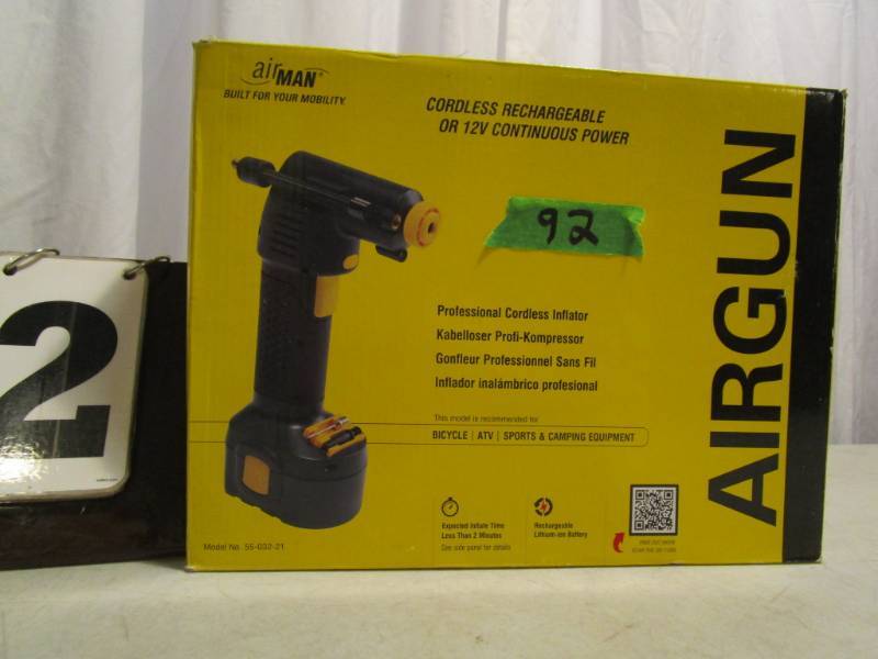 lot 92 image: Airman Cordless Rechargeable Professional Cordless Inflator