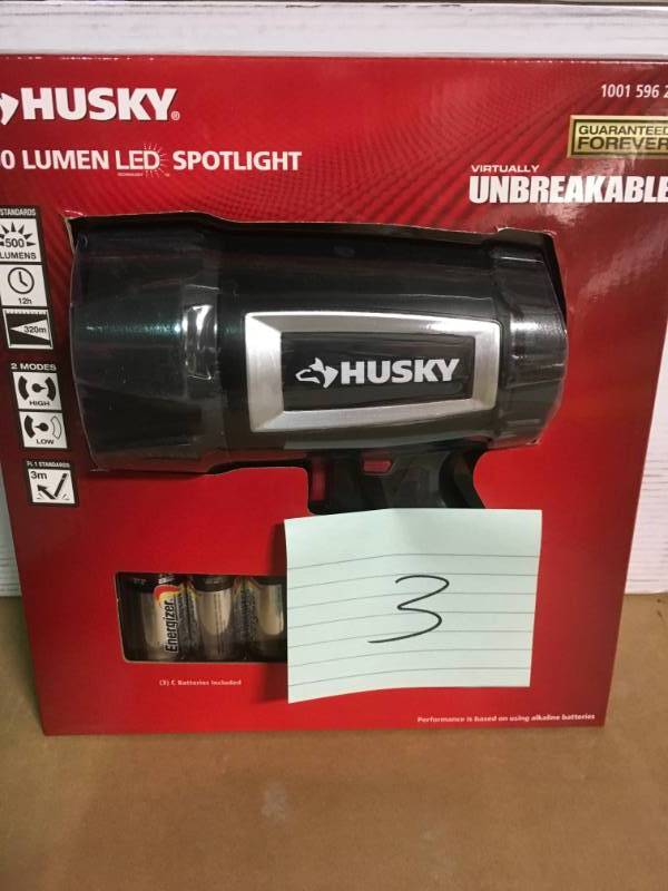 lot 3 image: Husky 500 Lumen LED Compact Unbreakable Spotlight not used