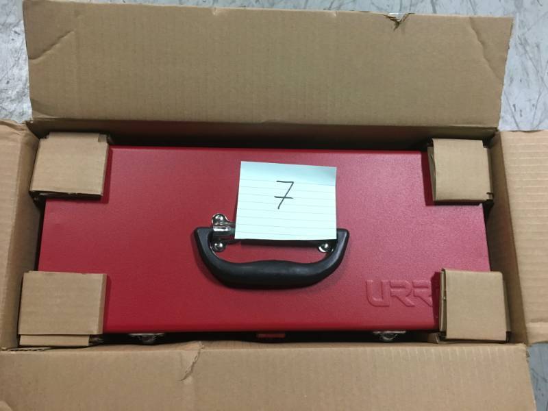 lot 7 image: URREA Heavy Duty Metal Tool Box - 17 in. X 7 12 in. X 7 in. not used