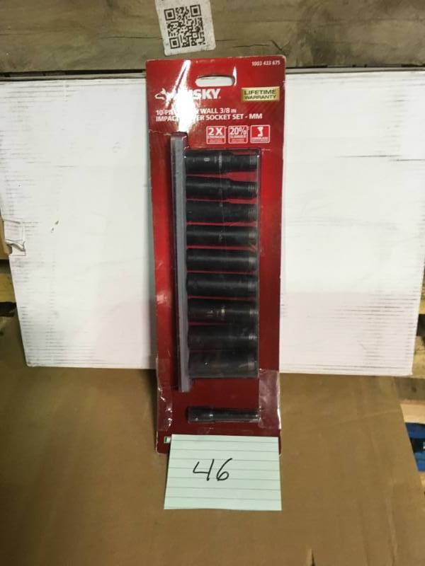 lot 46 image: Husky 38 in. Drive Thin Wall Deep Impact Socket Set MM (10-Piece)  in good condition