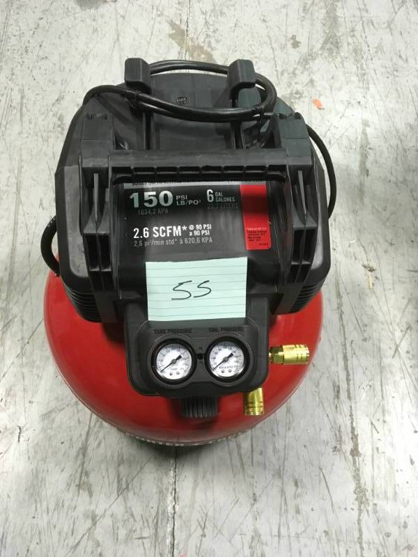 lot 55 image: Porter-Cable 6 Gal. 150 PSI Portable Electric Pancake Air Compressor  in good condition