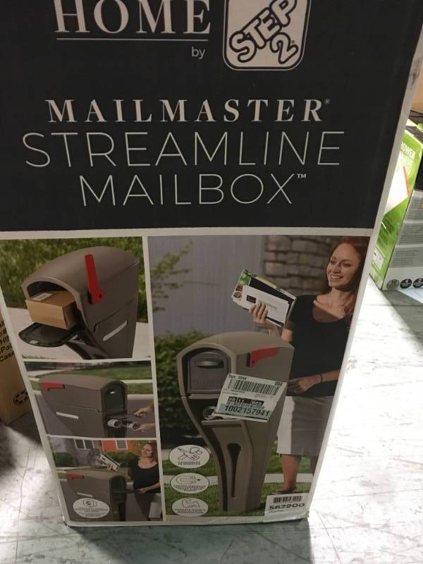 lot 58 image: Step2 Mail Master Streamline Mocha OverPost Mounted Plastic Mailbox  in good condition
