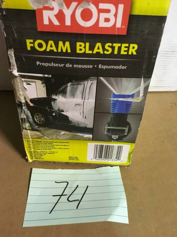 lot 74 image: RYOBI Pressure Washer Foam Blaster  in good condition