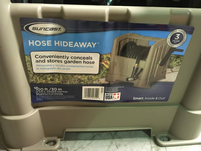 lot 99 image: Suncast Garden Watering Equipment 100 ft. Hideaway Hose Reel CPLPPJ100DT not used