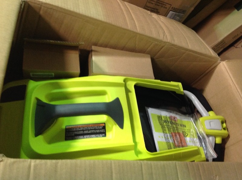 lot 103 image: Ryobi 13 in. ONE 18-Volt Lithium-Ion Cordless Battery Walk Behind Push Lawn Mower with 4.0 Ah BatteryCharger Included in good conditions